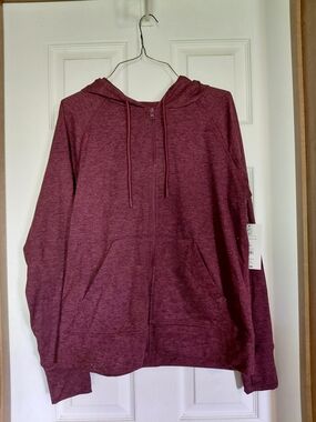 Time and Tru Maroon Full-Zip Hoodie Sweater